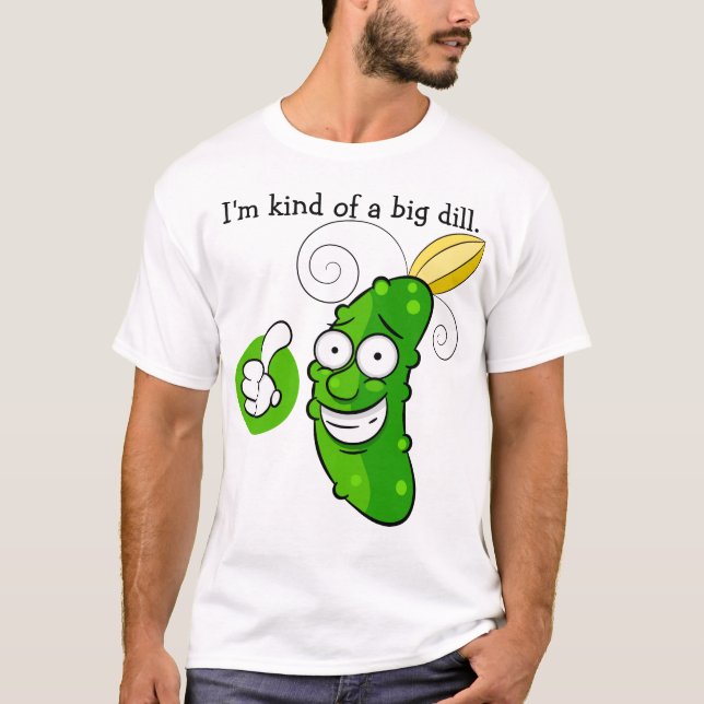 Lustigt pickle pun, tecknad stor dill t shirt (Framsida)