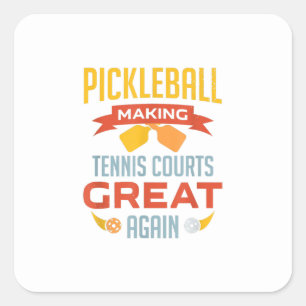 Lustigt pickleball skapar tennisdomstolar underbar fyrkantigt klistermärke