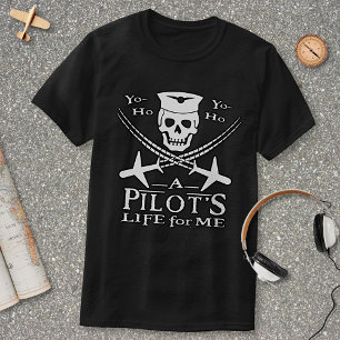 Lustigt Pilot Skull Kor-flygplan Pirat Humor Dk T Shirt