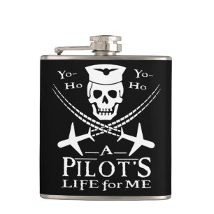 Lustigt pilot Skull Kor-flygplan Pirat Humor Fickplunta