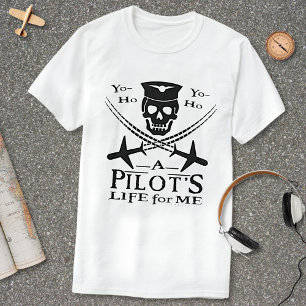 Lustigt Pilot Skull Kor-flygplan Pirat Humor Lt T Shirt