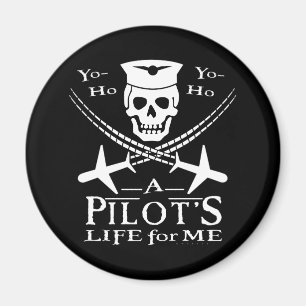 Lustigt pilot Skull Kor-flygplan Pirat Humor Magnet