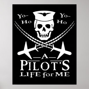 Lustigt pilot Skull Kor-flygplan Pirat Humor Poster