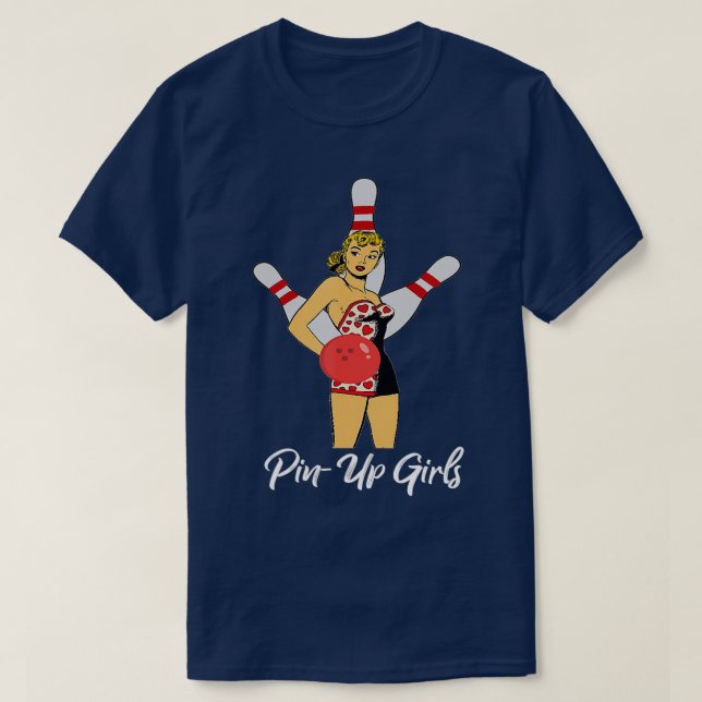 Lustigt Pinup Girls Team Bowling T Shirt (Design framsida)
