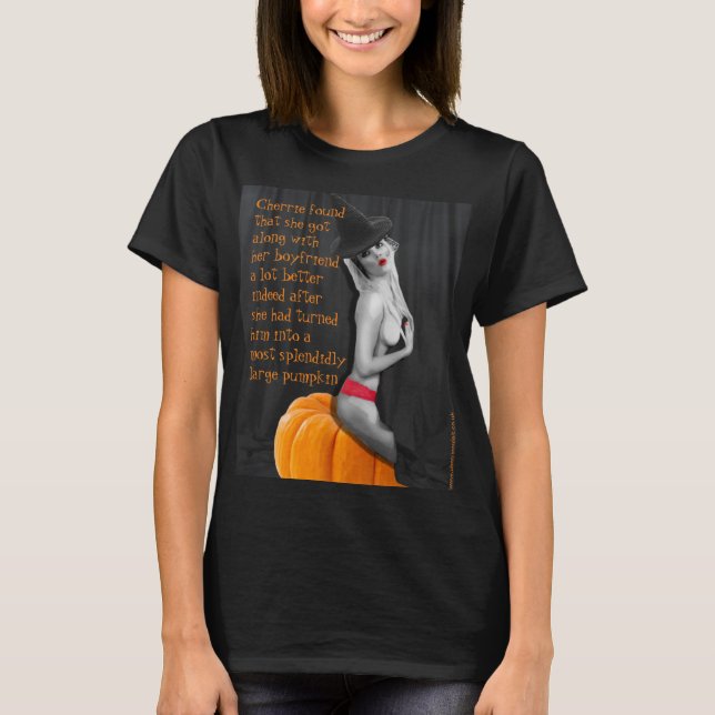 Lustigt Pinup Witch Halloween Meme Joke Goth T-shi T Shirt (Framsida)