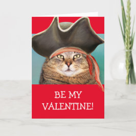 Lustigt Pirat Cat Valentine-dagen Helgkort