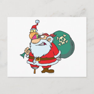 Lustigt pirat Santa och julafton parrot tecknad Helg Vykort