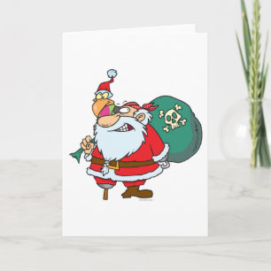 Lustigt pirat Santa och julafton parrot tecknad Helgkort