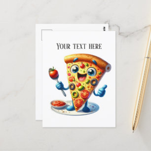 Lustigt pizza älskare lägg till text vykort