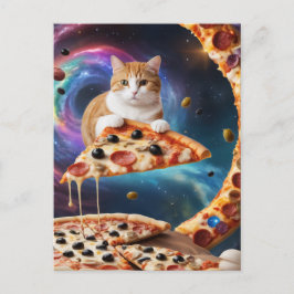 Lustigt Pizza Cat i rymden Vykort