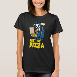 Lustigt Pizza Grim Reaper rest in Pizza Halloween T Shirt