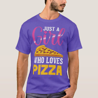 Lustigt Pizza Tee, bara en flicka som Kärlek Pizza T Shirt
