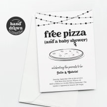Lustigt Pizza-tema Ett par babybildsinbjudningar