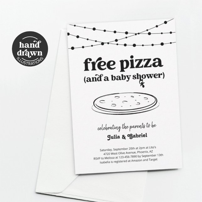 Lustigt Pizza-tema Ett par babybildsinbjudningar Inbjudningar (Skapare uppladdad)