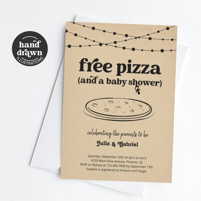 Lustigt Pizza-tema Ett par babybildsinbjudningar Inbjudningar (Skapare uppladdad)