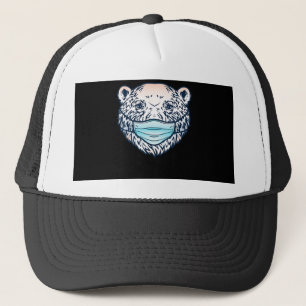 Lustigt Polar Bear med ansikte Mask Animal Lover Keps