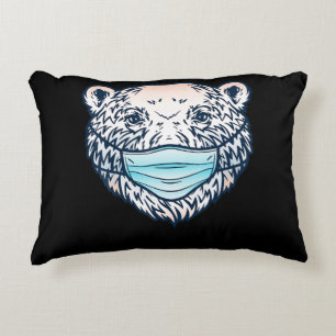 Lustigt Polar Bear med ansikte Mask Animal Lover Prydnadskudde