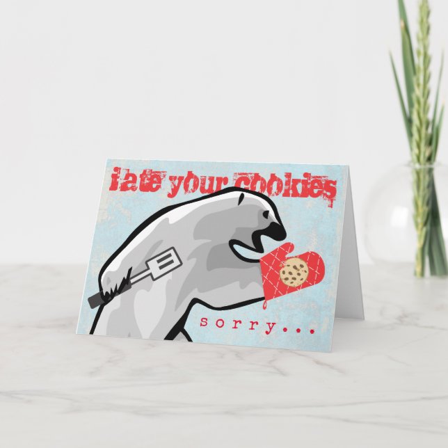 Lustigt polar med bakkakor Julkort Inbjudan (Framsida)