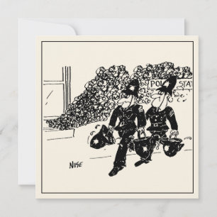 Lustigt polisiärt Tecknad. Polisen Station på eld. Kort