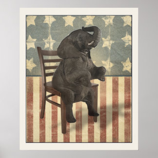 Lustigt politiskt GOP Elephant tar över ordförande Poster