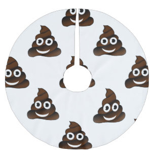 Lustigt poop emoji julafton julgran skirt julgransmatta borstad polyester