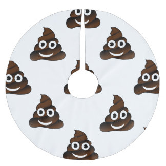 Lustigt poop emoji julafton julgran skirt julgransmatta borstad polyester