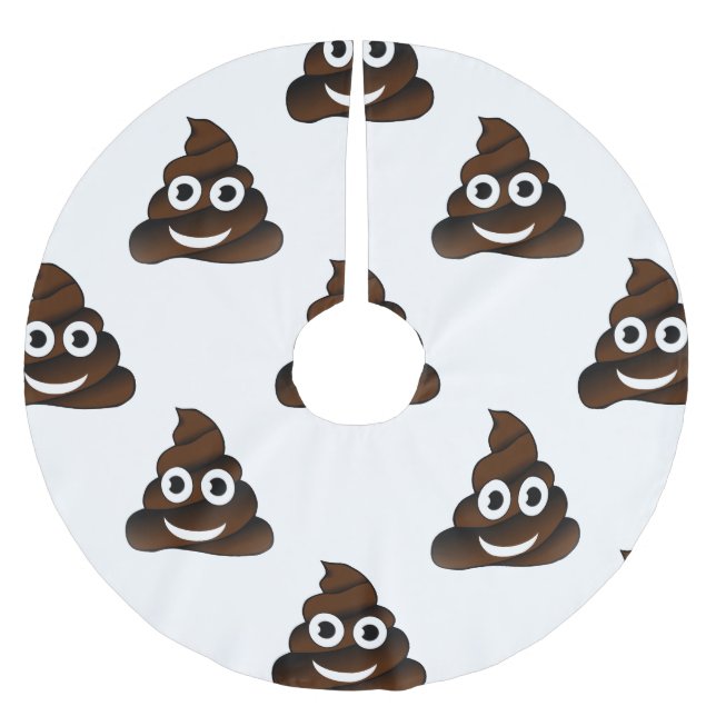 Lustigt poop emoji julafton julgran skirt julgransmatta borstad polyester (Framsidan)