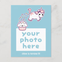 Lustigt pooping Unicorn Photo Birthday-inbjudninga