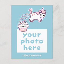 Lustigt pooping Unicorn Photo Birthday-inbjudninga Inbjudningar