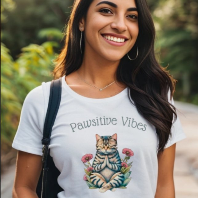 Lustigt positivt Vibes Cat Lover T-Shirt (Skapare uppladdad)