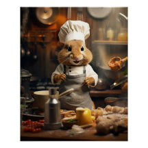 Lustigt Poster Chef Squirrel-kokning Poster