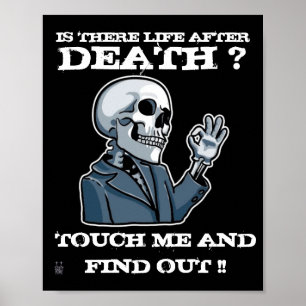 Lustigt poster "FINNS DET LIV EFTER DÖDSFALL?"