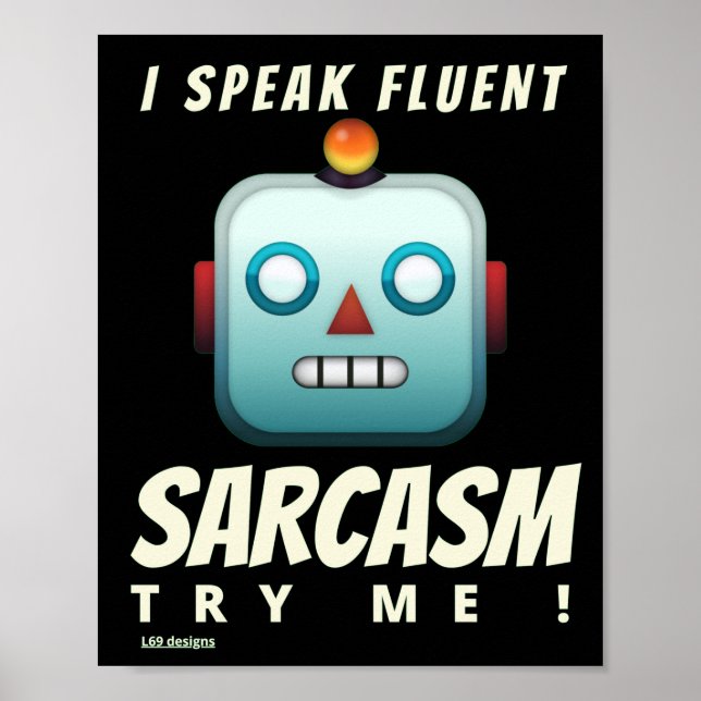 Lustigt poster "JAG TALAR FLUENT SARCASM" (Framsidan)