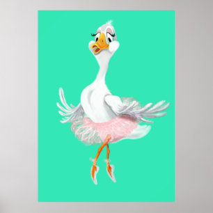 Lustigt Poster med Ballerina Anka - Målning