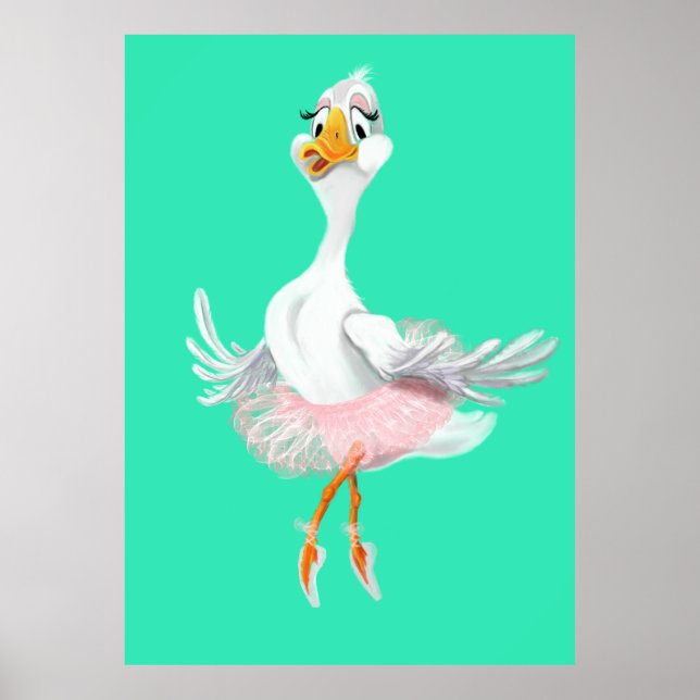 Lustigt Poster med Ballerina Anka - Målning (Framsidan)