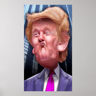 Lustigt poster med karikatyr av Donald Trump