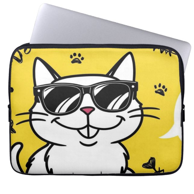 Lustigt Poster, Tecknad, katt med solglasögon Laptop Fodral (Framsidan)