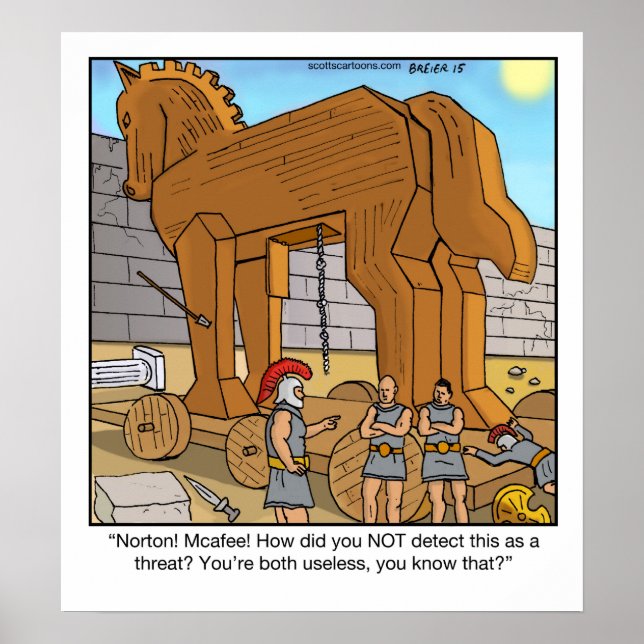 Lustigt Poster Tecknad - Trojan Horse (Framsidan)