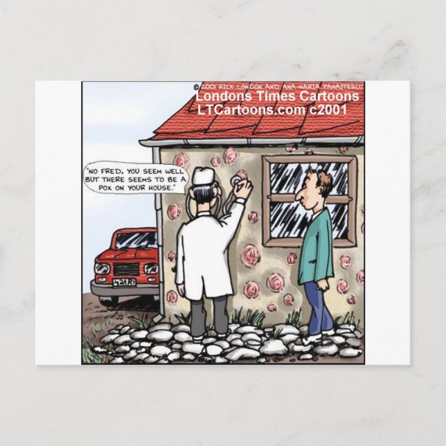 Lustigt pox på ditt hus vykort (Framsida)
