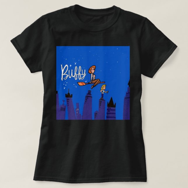 Lustigt presenterat för Buffy Bewitched Retro-Vint T Shirt (Design framsida)