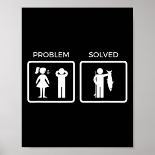 Lustigt problemlöst fiske poster