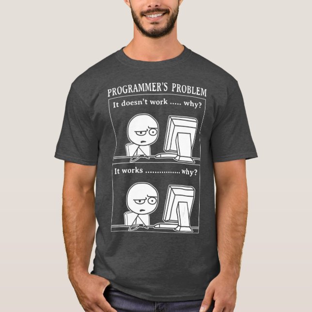 Lustigt programmerproblem Det fungerar med datornä T Shirt (Framsida)