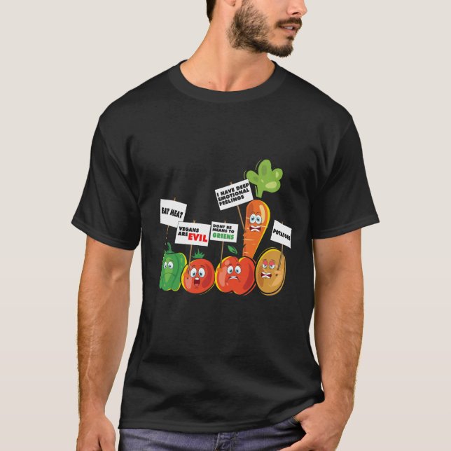 Lustigt protestera mot Vegetables Pro Kött Anti Ve T Shirt (Framsida)