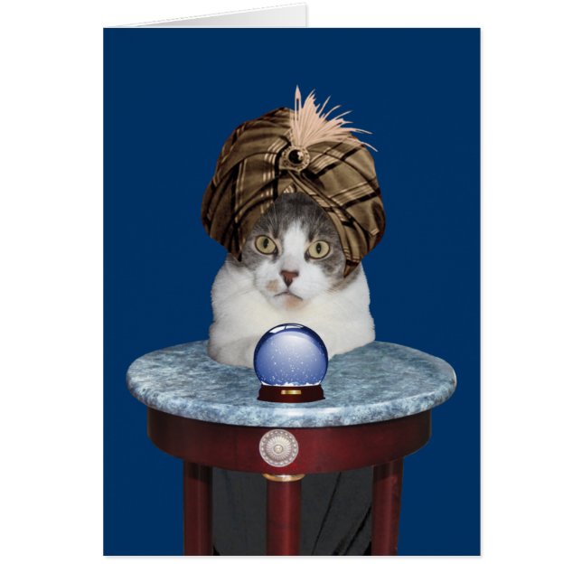 Lustigt Psychic Kattunge som tänker på dig OBS Kort (Framsidan)
