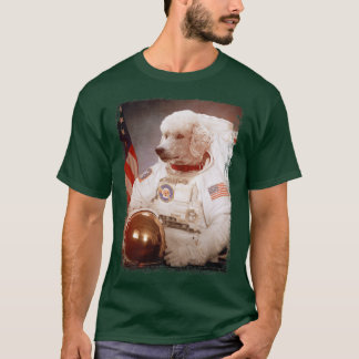 Lustigt Pudel Astronaut Måne Space Uppdrag djur A T Shirt