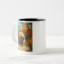 Lustigt Pug Bigfoot-fotobomb - Selfie Borta Vild Två-Tonad Mugg