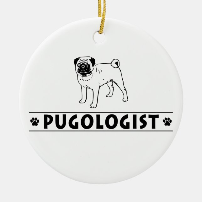Lustigt Pug Hund Julgransprydnad Keramik (Framsidan)