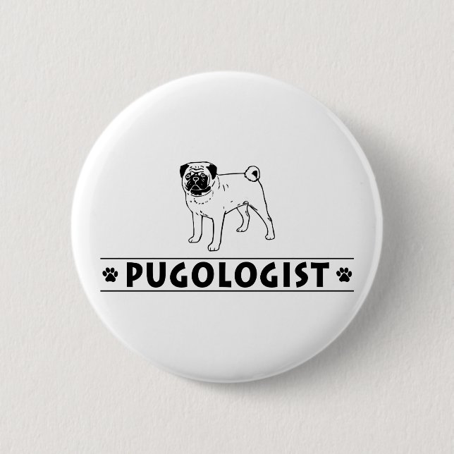 Lustigt Pug Hund Knapp (Framsida)