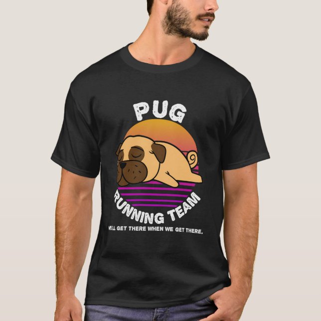 Lustigt Pug Hund RunTeam Sweater Kids Manar Women T Shirt (Framsida)
