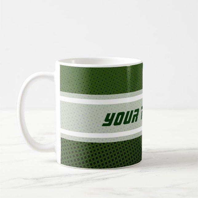 Lustigt Punts Mönster mörk grönt + din text Kaffemugg (Vänster)